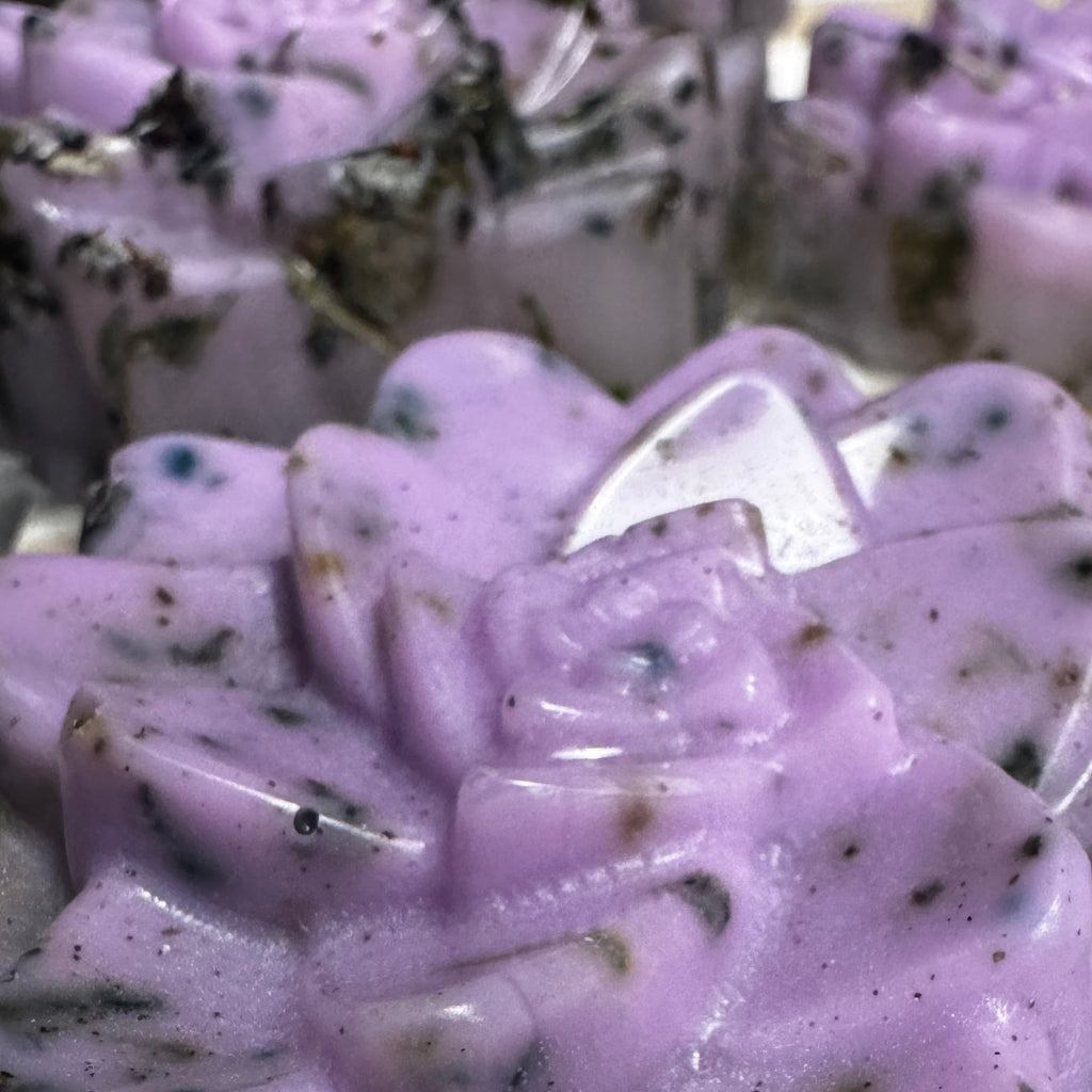 Blackwater Bath Bar – Lavender, solid purple lotus-shaped glycerin soap bars